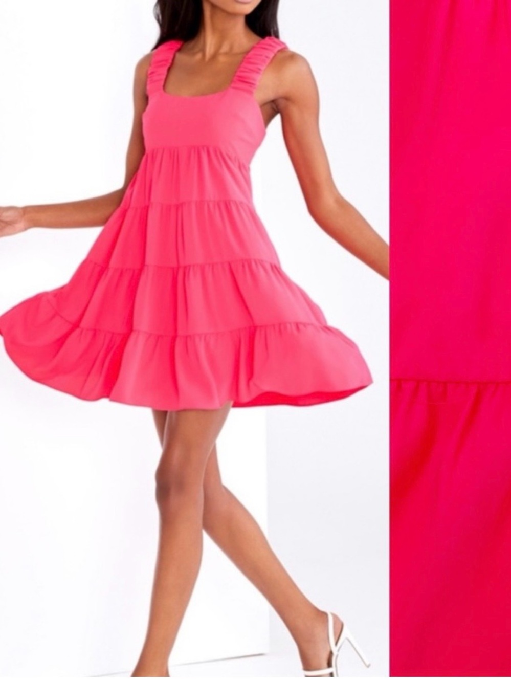 Amanda Uprichard Nicolia Tiered Mini Dress: Begonia Pink